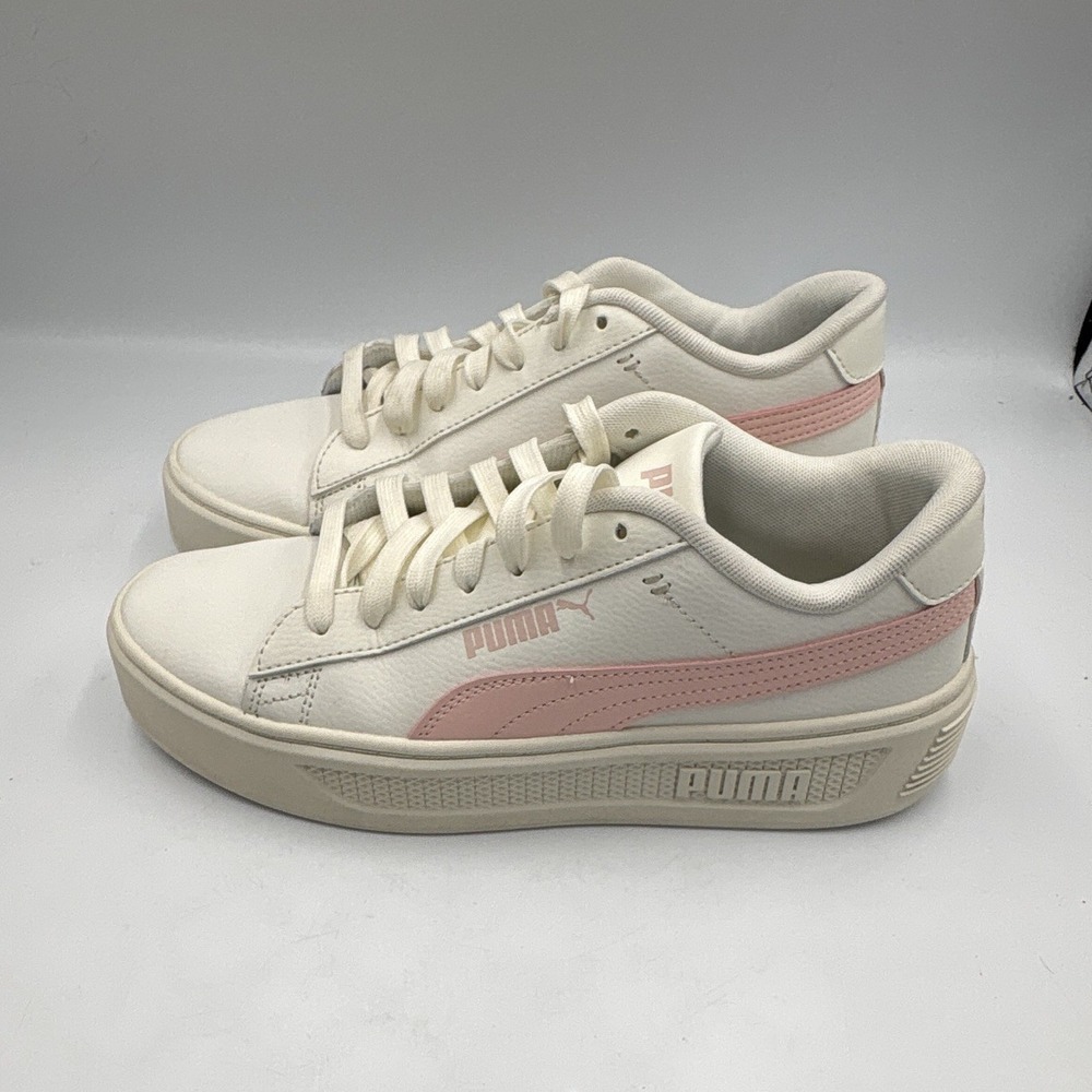 PUMA Smash 3.0 Women's White/Pink Low Top Lace-Up Athletic Sneakers 390758-05